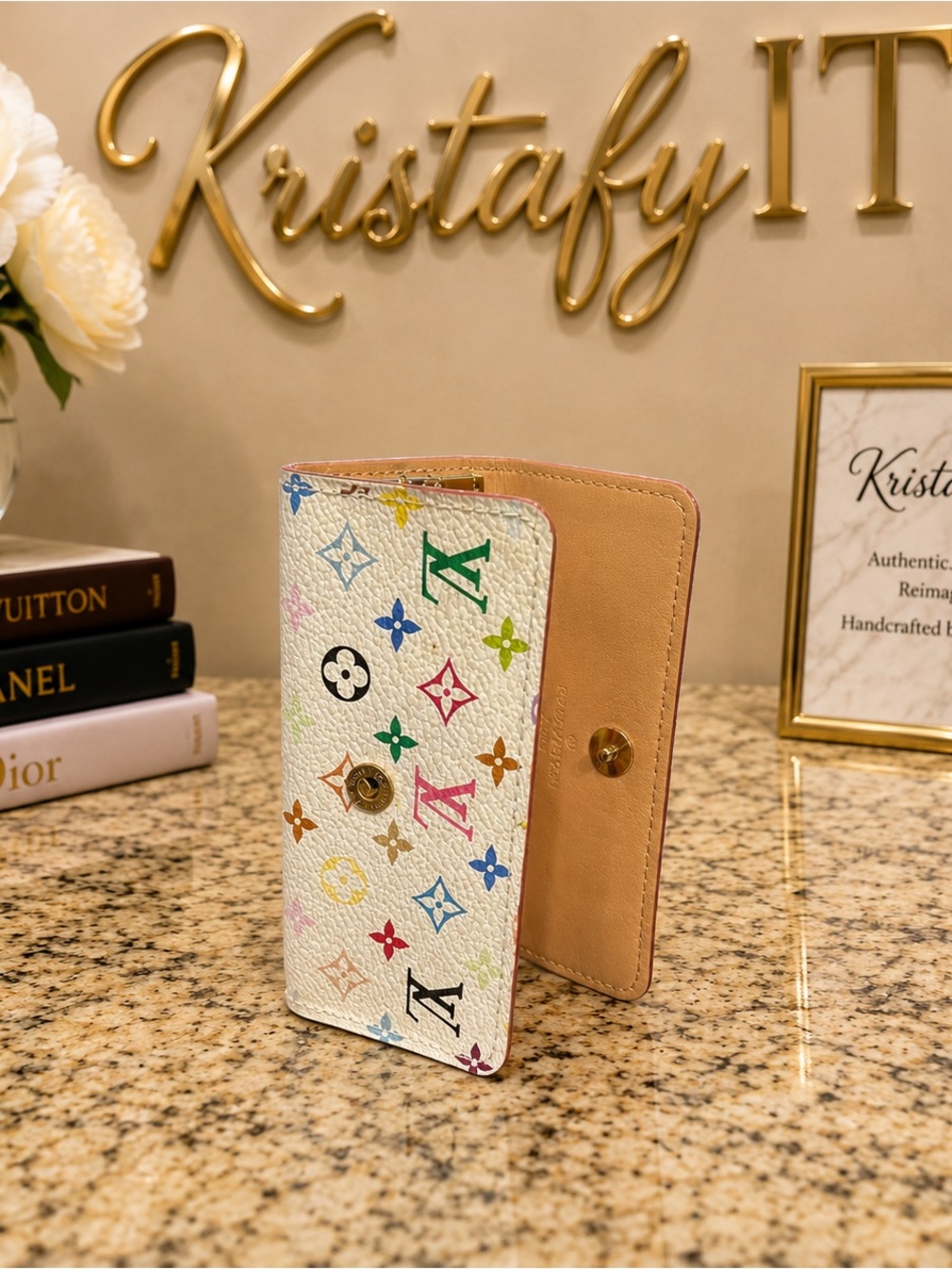 Louis Vuitton Murakami White Multicolore Key Holder Vintage Authentic